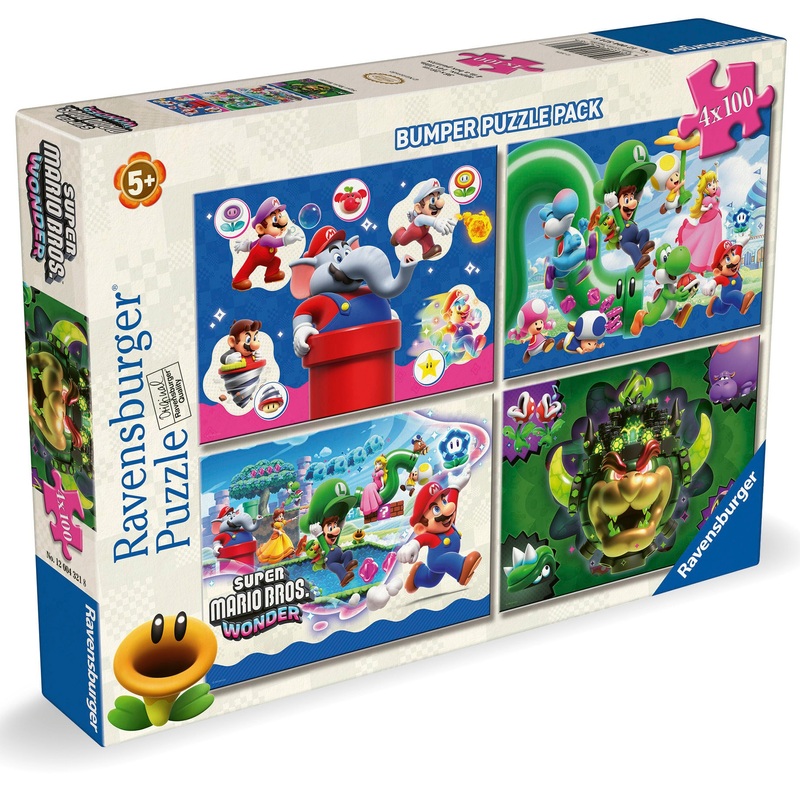 Ravensburger Super Mario Wonder Jigsaw Puzzles Bumper Pack 4 x 100 Pieces