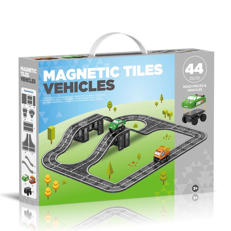 Magnetic Tiles Magnetbausteine Set Fahrzeuge 44-tlg.
