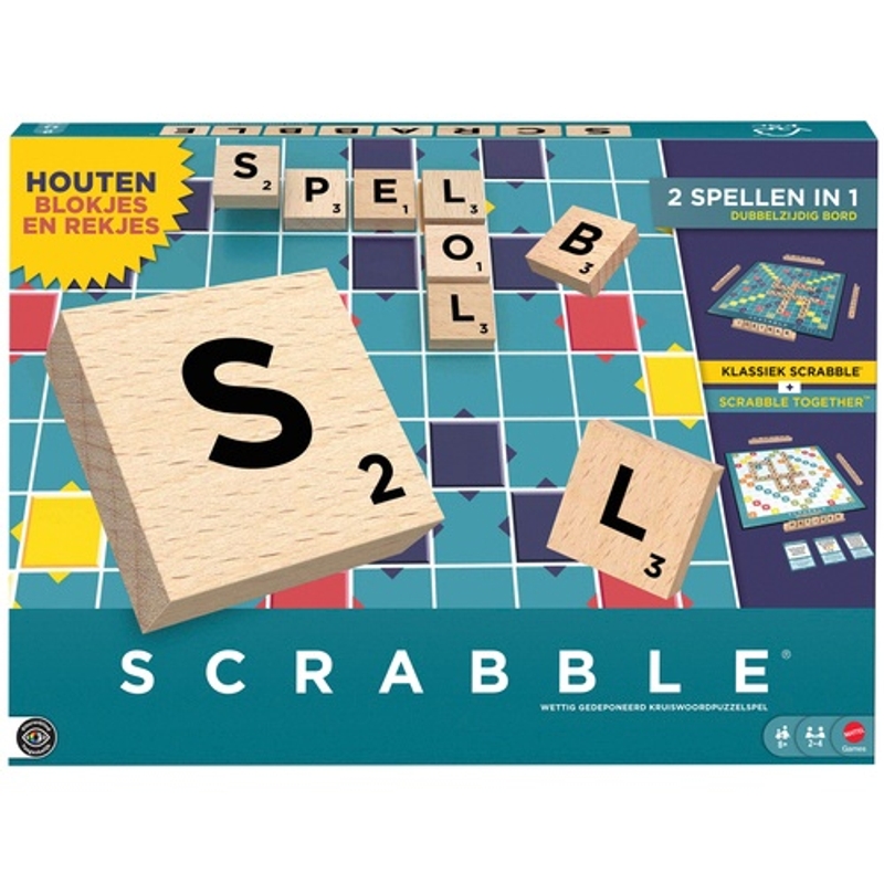 Scrabble Spel Original Wooden 2 in 1