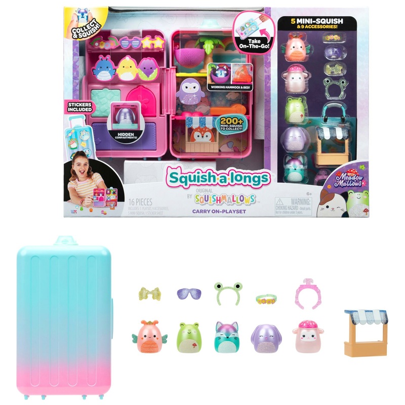 Original Squishmallows Squish-a-Longs Meadow Mallows Carry-On Playset