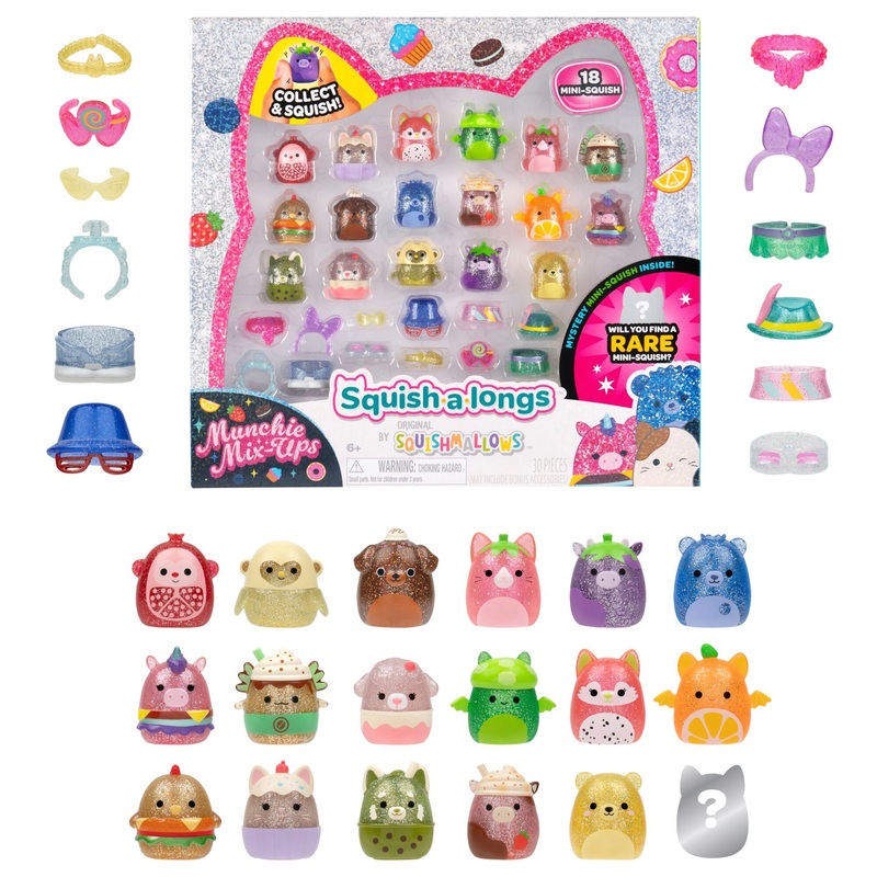 Original Squishmallows Squish-a-longs Mini-Squish Glitter 18 Pack (Wave 5)