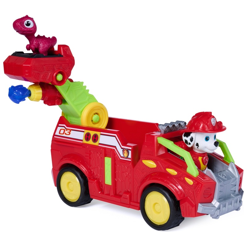 PAW Patrol: The Dino Movie Vehicle Marshall Dino Rescue Fire Truck with Rhubarb