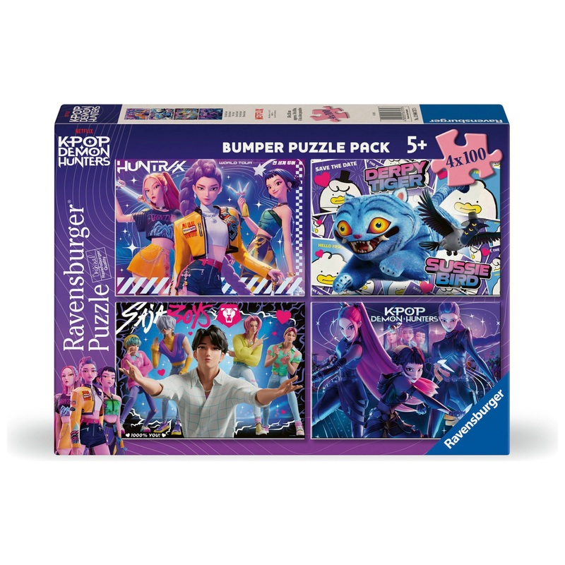 Ravensburger Netflix KPop Demon Hunters Jigsaw Puzzles Bumper Pack 4 x 100 Pieces