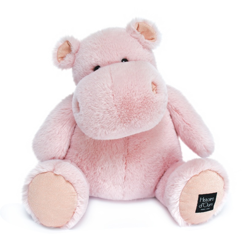 Doudou et Compagnie - Peluche Hippo Rose Poudre 40 cm