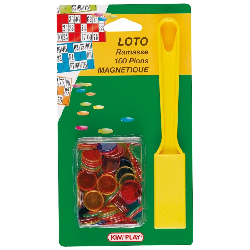 Kim'Play - Ensemble Ramasse Jetons et 100 Jetons Magnétiques pour Loto