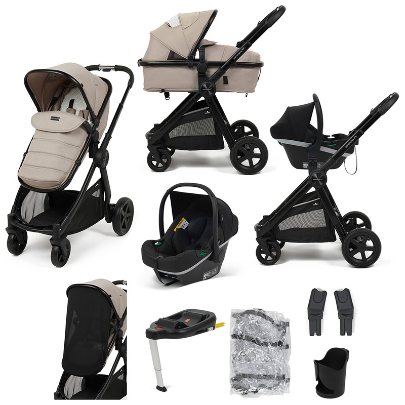 Panorama XTi by Babylo 2-in-1 Travel System Bundle with EnfaSafe Car Seat and ISOFix Base Almond