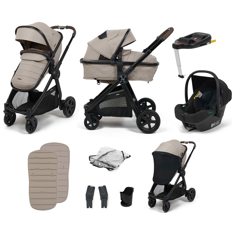 Zummi Panorama XTi 2-in-1 Travel System with EnfaSafe i-Size Car Seat Nougat & EnfaSafe Car Seat Base