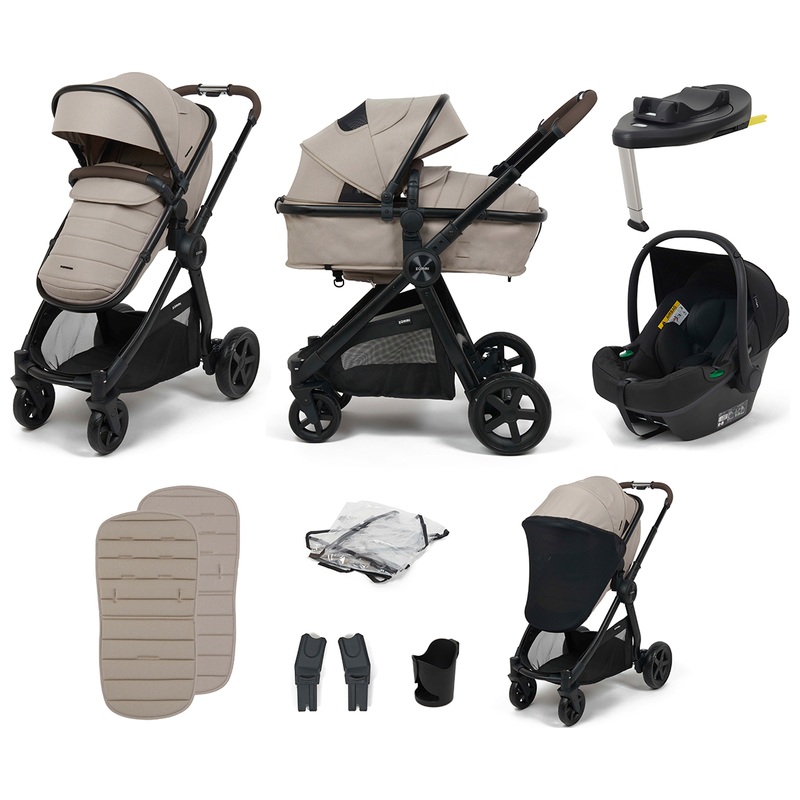 Zummi Panorama XTi 2-in-1 Travel System with EnfaSafe i-Size Car Seat Nougat & i-Size 180° Spin Base