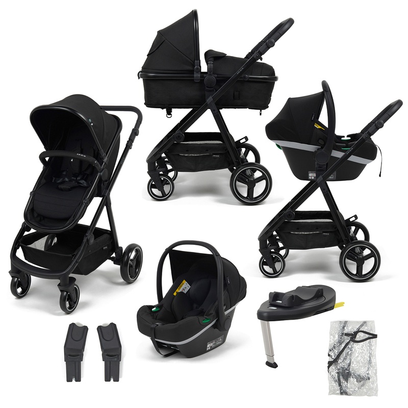 Origin i-Size by Babylo 2-in-1 Travel System with EnfaSafe i-Size R129 Car Seat Black & i-Size 180° Spin Base