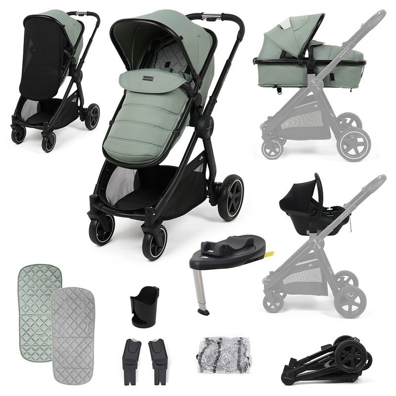 Panorama XTi by Babylo 2-in-1 Travel System with EnfaSafe i-Size R129 Car Seat Leaf & i-Size 180° Spin Base