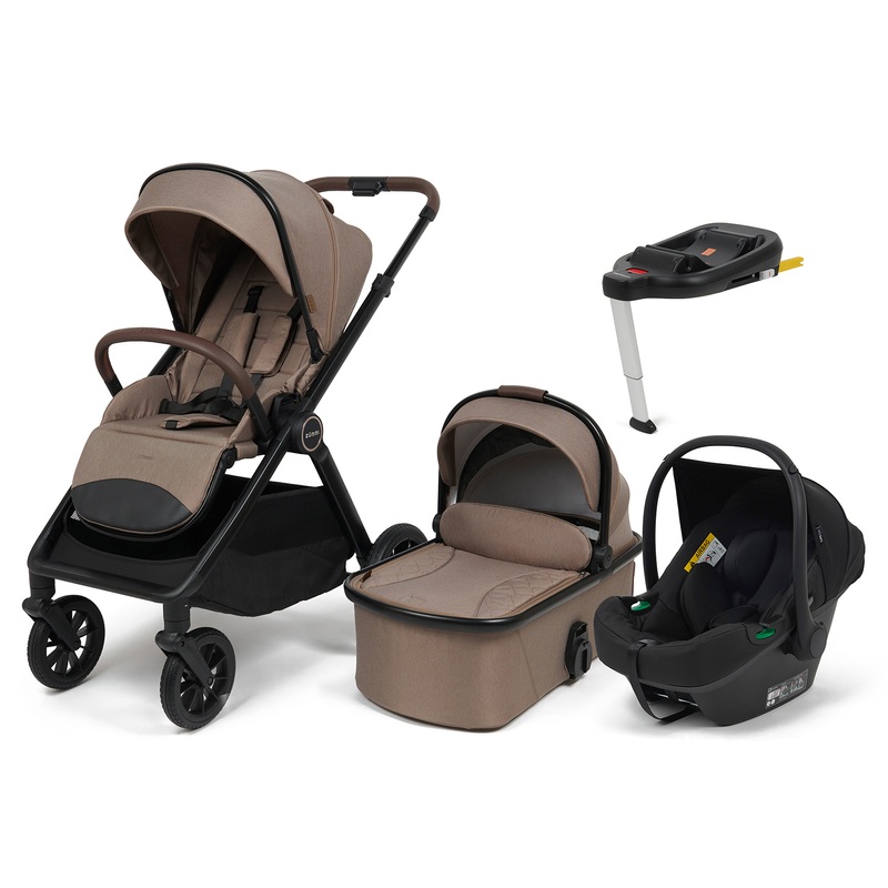 Zummi Swift 3-in-1 Travel System with EnfaSafe i-Size Car Seat Truffle & EnfaSafe Car Seat Base.