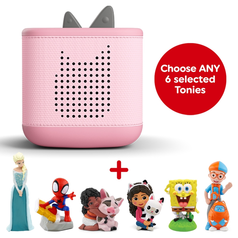 Toniebox 2 (Pink) and Six Toniebox Audio Bundle