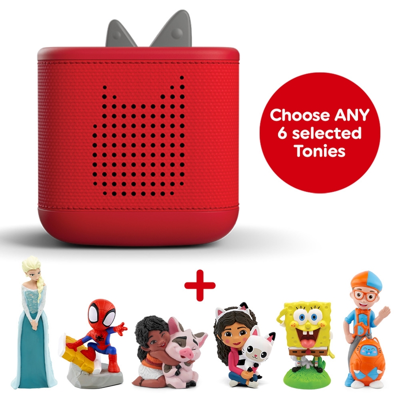 Toniebox 2 (Red) and Six Toniebox Audio Bundle