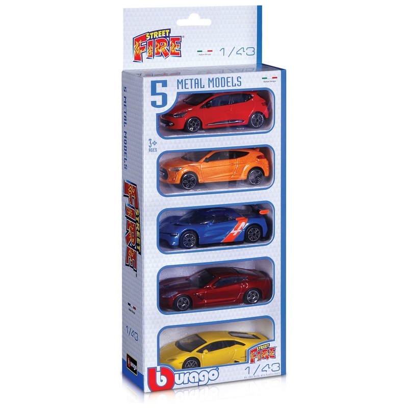 Bburago Street Fire Modelauto's 5-Pack 1:43 assorti
