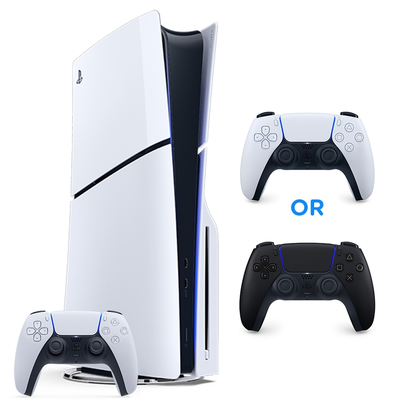 PlayStation 5 Slim Disc Console (with White Dualsense) & Extra DualSense Controller