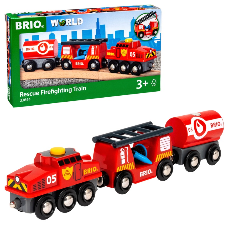 BRIO 33844 Brandweer Locomotief Houten Trein