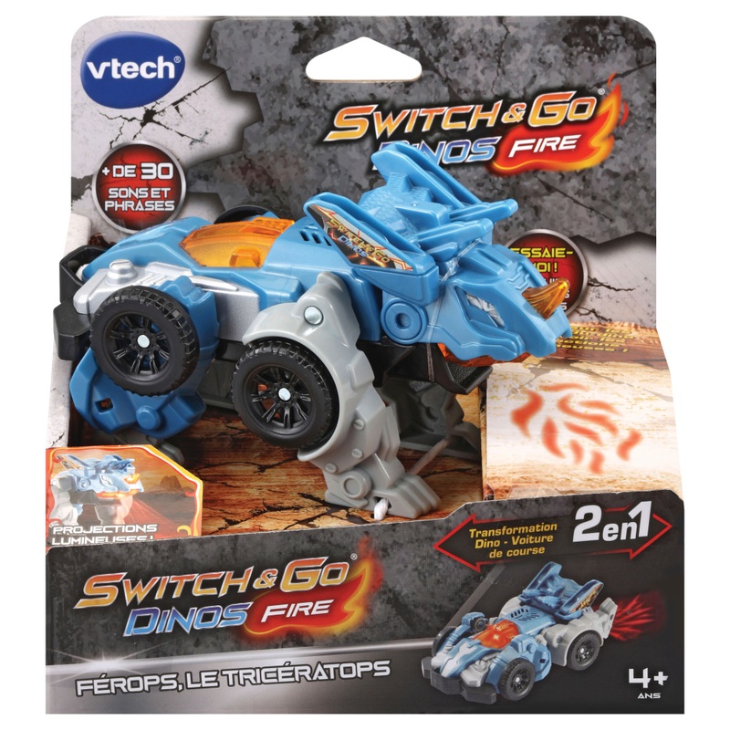 VTech - Switch & Go Dinos Voiture Fire Férops Tricératops - Modèle Aléatoire