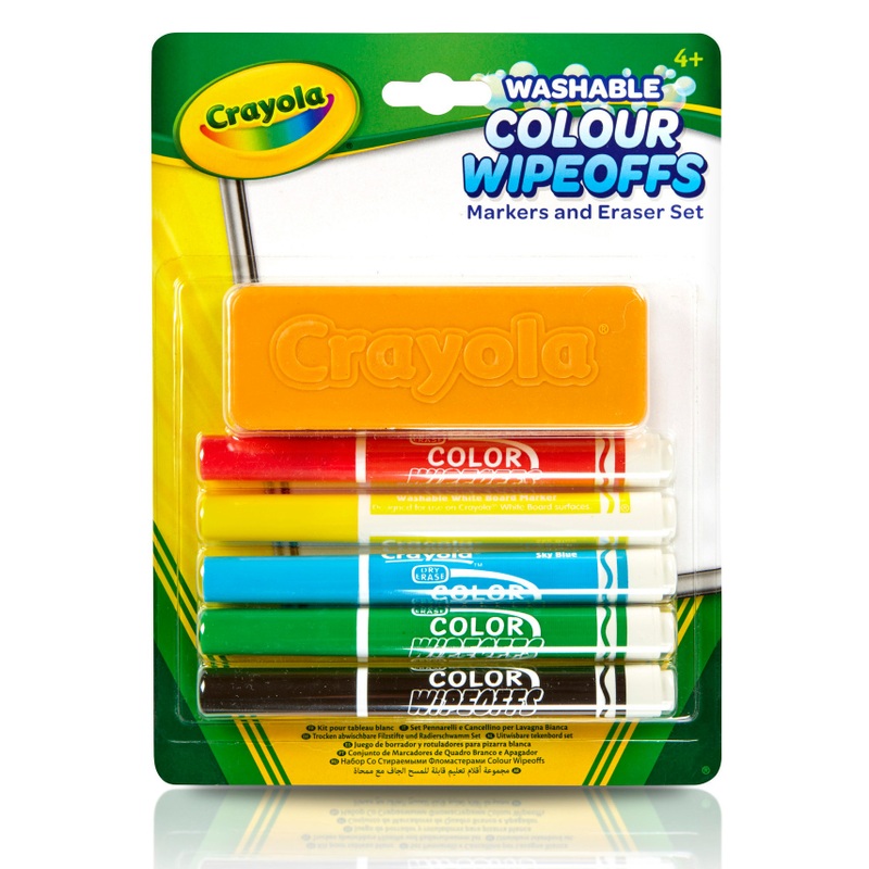 Crayola - 5 Marqueurs Pour Tableau Blanc Lavables et Brosse Effaçable