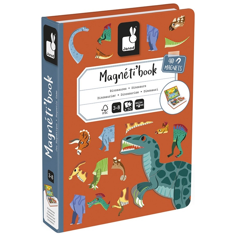 Janod - Magnéti'Book Moduloform - Jeu Educatif Magnétique 85 Aimants + 30 Modèles - Jouet Enfant en Carton FSC - Développe Dextérité et Imagination - Dès 3 Ans