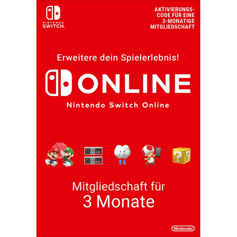 Nintendo Switch Online Aktivierungs-Code 3-monatige Mitgliedschaft