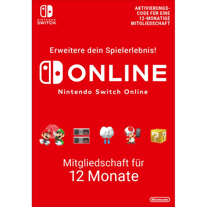 Nintendo Switch Online Aktivierungs-Code 12-monatige Mitgliedschaft