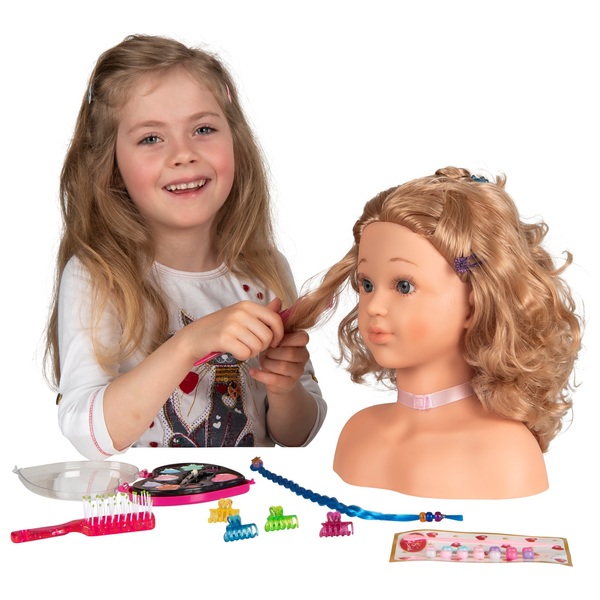 35-Piece Kids Hairdressing Makeup Doll Set - Pretend Play Hair Styling Toy With Cosmetics For Girls, Non-Toxic