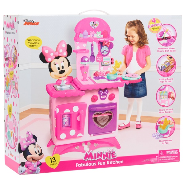 Kids Kitchen Play Set Pretend Cooking Toys Minnie Mouse Toddler Girls Gift Pink 