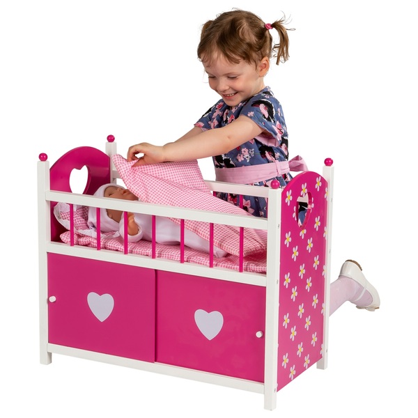 Dolls Wooden Cot with Door Smyths Toys