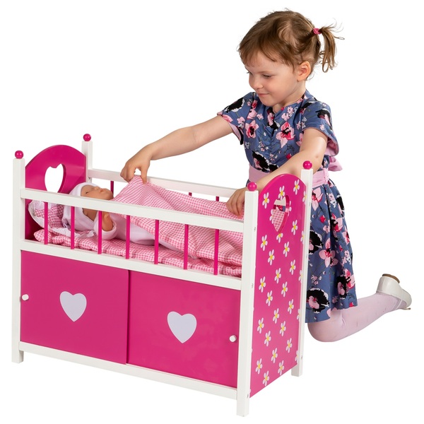 Dolls Wooden Cot with Door Smyths Toys