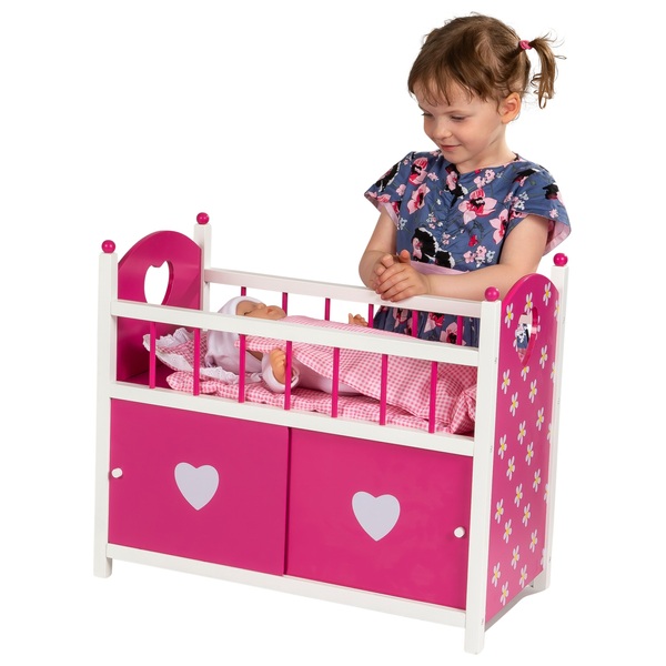 Dolls Wooden Cot with Door Smyths Toys