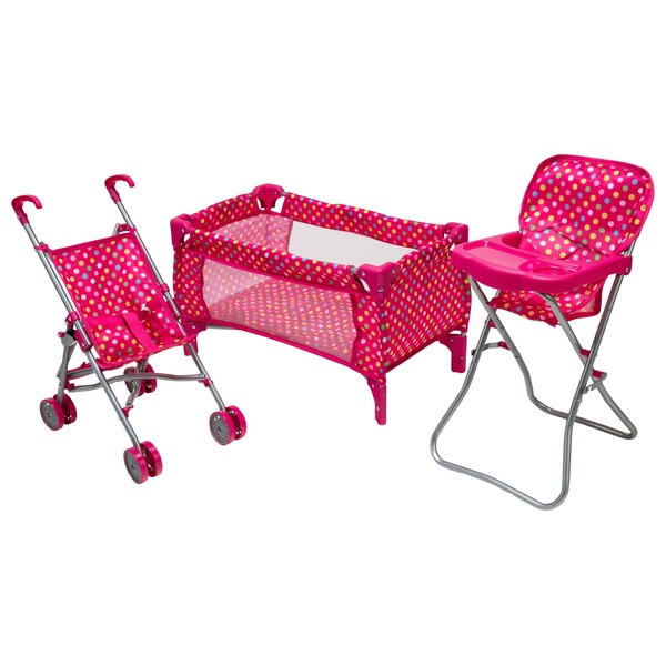 doll travel cot and highchair