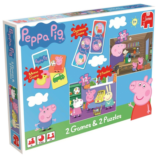 Peppa Pig 2 Games and 2 Puzzle Set - Preschool Board Games UK