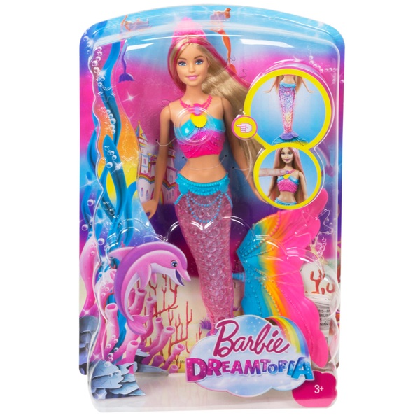 barbie dreamtopia rainbow magic mermaid doll with rainbow hair