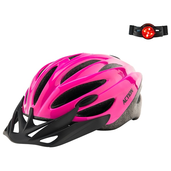 Pink Helmet (Size 52-56cm) With Light 