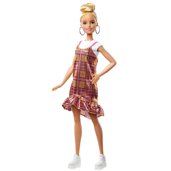 Barbie Fashionista Doll 142 Plaid Dress | Smyths Toys Ireland