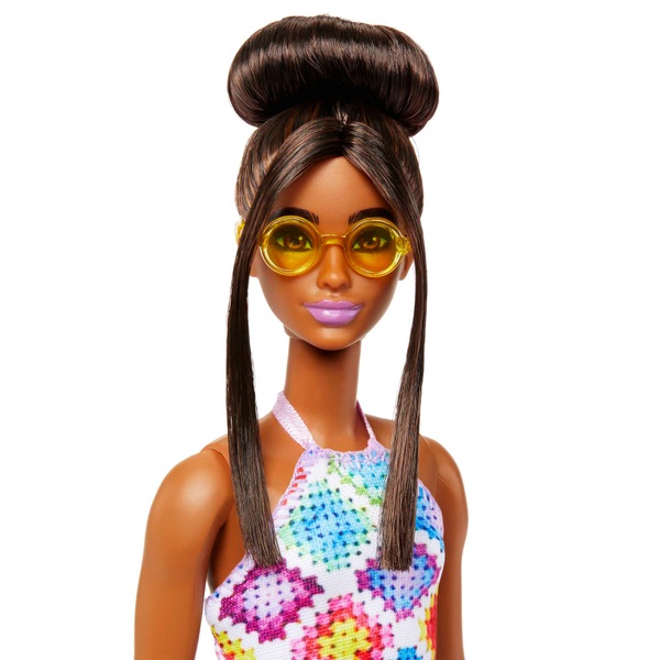 Barbie Fashionistas Doll 210 in Bun and Crochet Halter Dress Smyths
