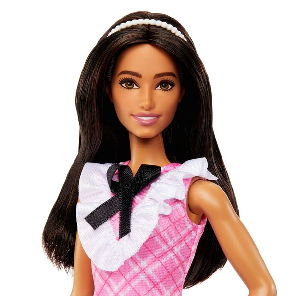 Barbie Fashionistas Doll 209 with Black Hair and a Plaid Dress | Smyths ...