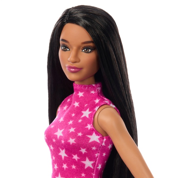 Barbie Fashionista Doll with Black Hair and Rock Pink Top | Smyths Toys UK