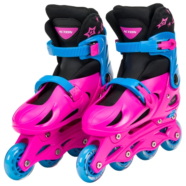Adjustable Inline Skates Pink and Blue Smyths Toys UK