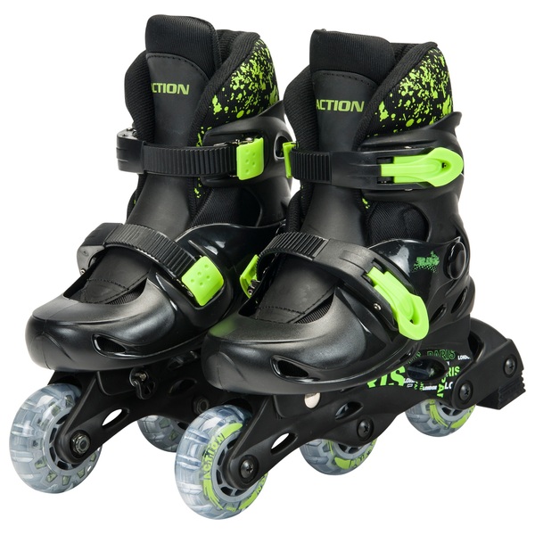 Adjustable Inline Skates Black & Green UK13 2.5 Smyths Toys UK