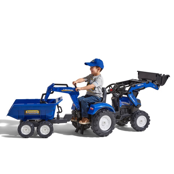New Holland T8 Tractor with Front Loader, Backhoe and Trailer Tractors Smyths Toys UK