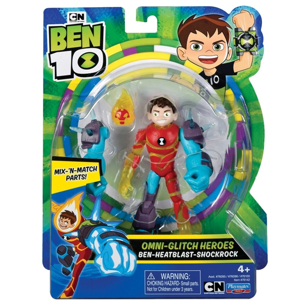 Ben 10 Omni-Glitch Heroes Heatblast-Shockrock Action Figure - Smyths ...