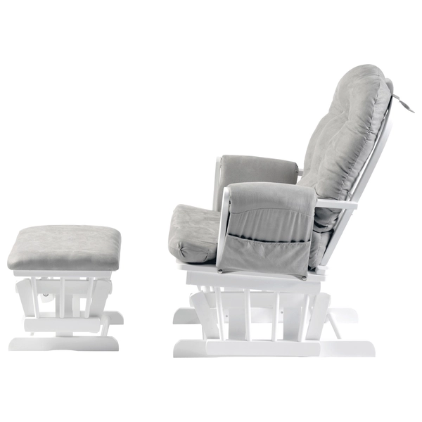 Babylo Milan Glider Chair and Footstool - White and Grey