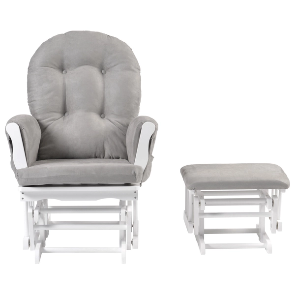 Babylo Milan Glider Chair and Footstool - White and Grey