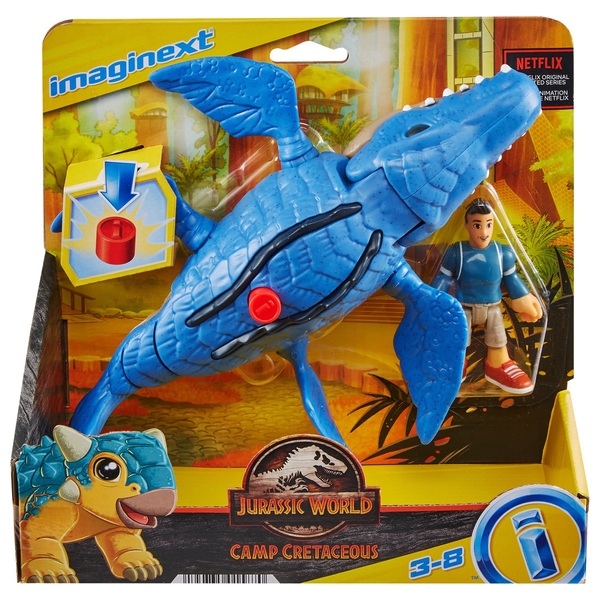 Imaginext Jurassic World Camp Cretaceous Mosasaurus And Kenji Figures Smyths Toys Uk