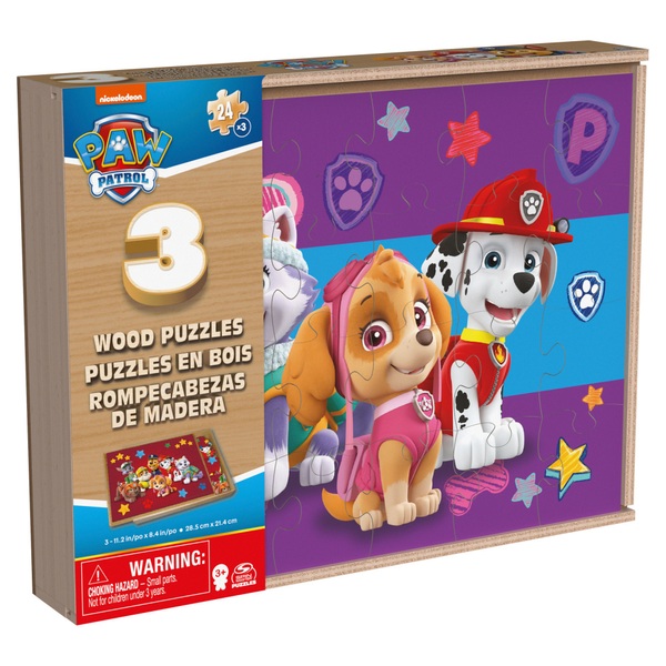 PAW Patrol Wooden Puzzle 3 Pack and Storage Tray Assortment | Smyths Toys UK