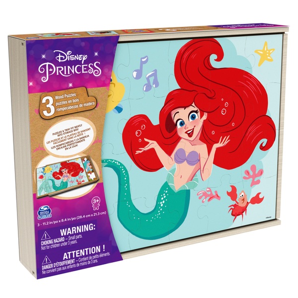 Disney Princess Wooden Puzzles 3 Pack in Storage Tray Assortment | Smyths Toys UK