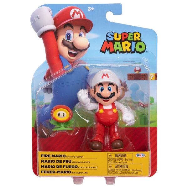 Nintendo Super Mario 10cm Fire Mario with Fire Flower | Smyths Toys Ireland