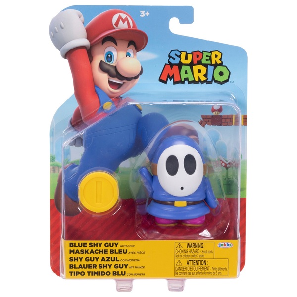 Nintendo Super Mario 10cm Blue Shy Guy with Coin | Smyths Toys UK