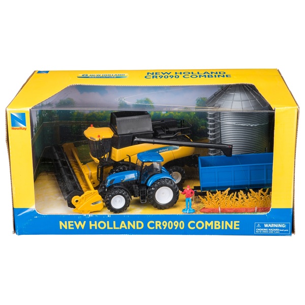 Lot tracteur avec benne + moissonneuse batteuse New Holland miniature